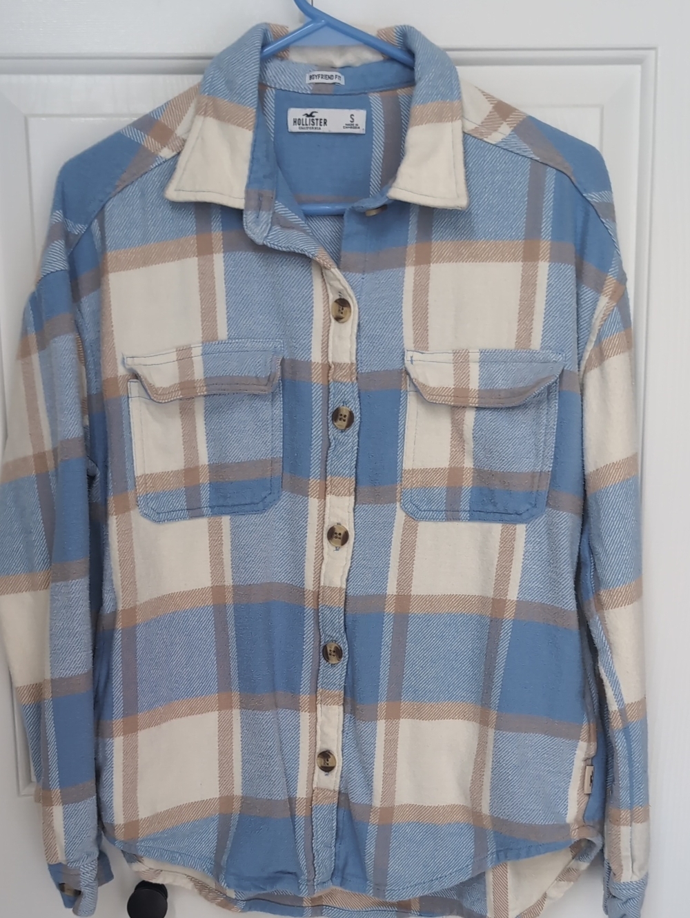 Hollister Boyfriend Fit Button-Down Flannel Shirt Shacket - Picture 4 of 4